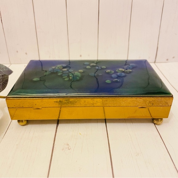 Vintage Collectible Enamel And Brass Handcrafted Trinket Jewelry Box - Picture 2 of 5